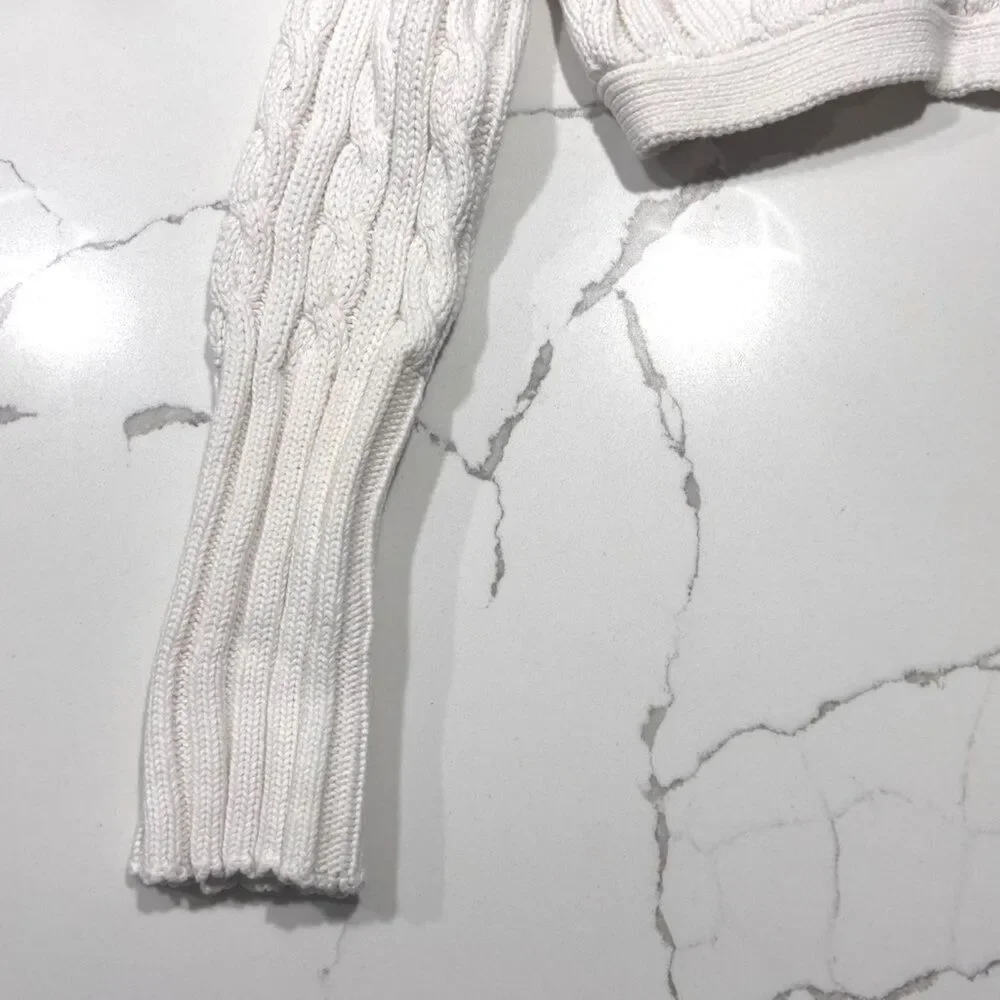 GAP | Girls Ribbed Cream Knit Cropped Button Sweater Size 4/5 XS